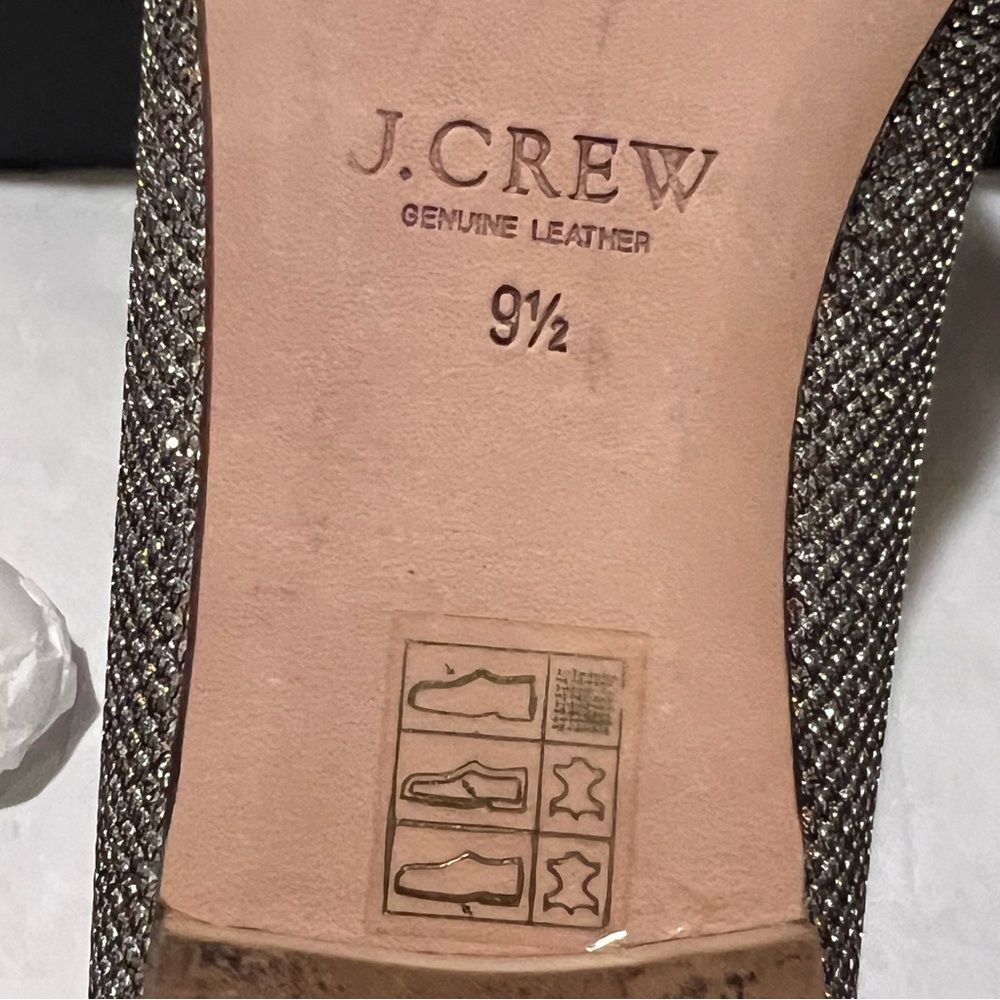 J. Crew Gemma Glitter Flats Metallic Gold Silver Size 9.5 - Picture 9 of 11